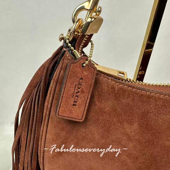 Coach Teri Shoulder/Crossbody Bag With Fringe In Suede/Vintage Brown CCC66 NWT - Picture 10 of 11